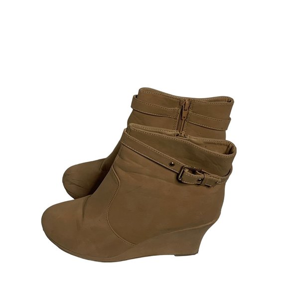 Top Moda 3.5" Wedge Boots Womens Size 9 Brown - Picture 1 of 9